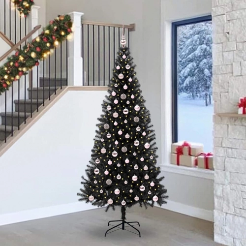 Ziemassvētku Eglīte Su 300 Led Ar Statīvu Melna 240 Cm Pvc Vidaxl