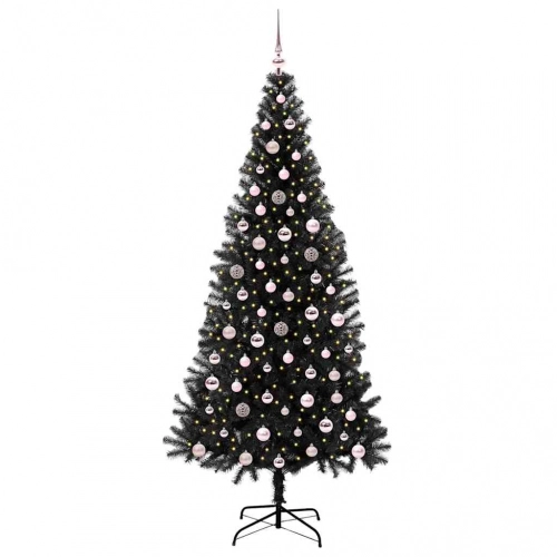 Ziemassvētku Eglīte Su 300 Led Ar Statīvu Melna 240 Cm Pvc Vidaxl