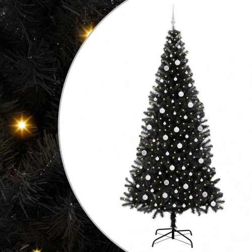 Ziemassvētku Eglīte Su 300 Led Ar Statīvu Melna 240 Cm Pvc Vidaxl
