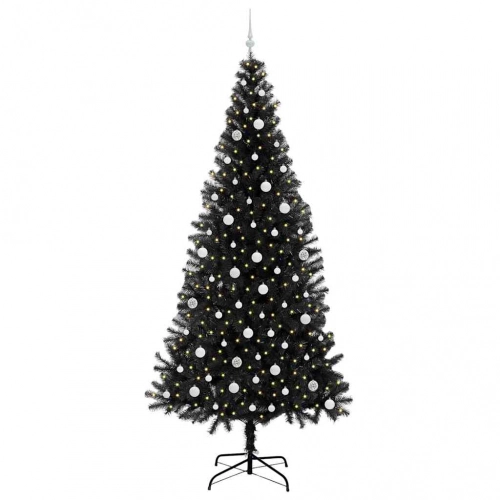 Ziemassvētku Eglīte Su 300 Led Ar Statīvu Melna 240 Cm Pvc Vidaxl