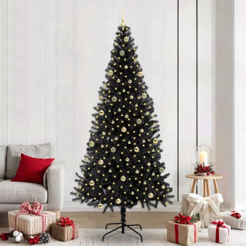 Ziemassvētku Eglīte Su 300 Led Ar Statīvu Melna 240 Cm Pvc Vidaxl