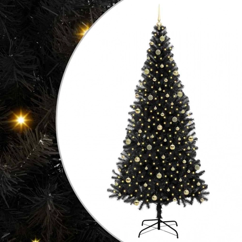Ziemassvētku Eglīte Su 300 Led Ar Statīvu Melna 240 Cm Pvc Vidaxl