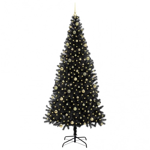 Ziemassvētku Eglīte Su 300 Led Ar Statīvu Melna 240 Cm Pvc Vidaxl