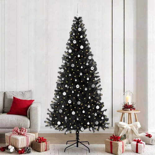 Ziemassvētku Eglīte Su 300 Led Ar Statīvu Melna 240 Cm Pvc Vidaxl