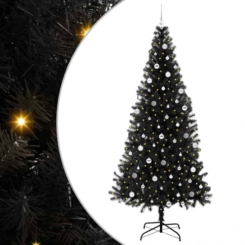 Ziemassvētku Eglīte Su 300 Led Ar Statīvu Melna 240 Cm Pvc Vidaxl