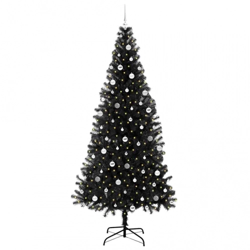 Ziemassvētku Eglīte Su 300 Led Ar Statīvu Melna 240 Cm Pvc Vidaxl