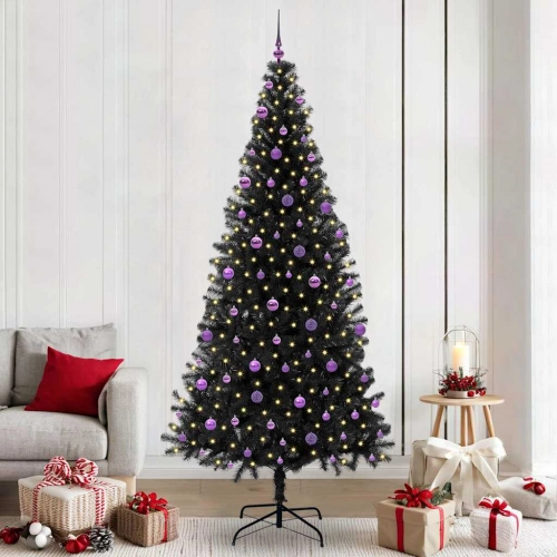 Ziemassvētku Eglīte Su 300 Led Ar Statīvu Melna 240 Cm Pvc Vidaxl