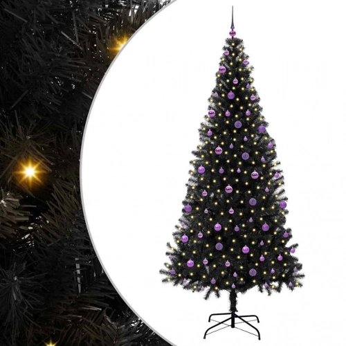 Ziemassvētku Eglīte Su 300 Led Ar Statīvu Melna 240 Cm Pvc Vidaxl