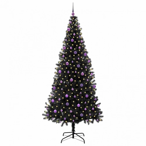 Ziemassvētku Eglīte Su 300 Led Ar Statīvu Melna 240 Cm Pvc Vidaxl