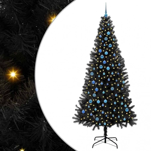 Ziemassvētku Eglīte Su 300 Led Ar Statīvu Melna 240 Cm Pvc Vidaxl