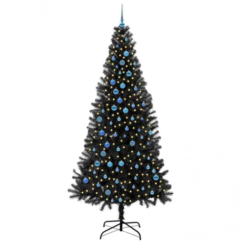 Ziemassvētku Eglīte Su 300 Led Ar Statīvu Melna 240 Cm Pvc Vidaxl
