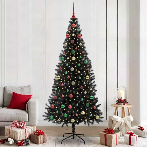 Ziemassvētku Eglīte Su 300 Led Ar Statīvu Melna 240 Cm Pvc Vidaxl