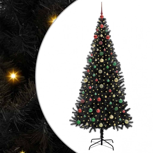 Ziemassvētku Eglīte Su 300 Led Ar Statīvu Melna 240 Cm Pvc Vidaxl