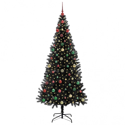 Ziemassvētku Eglīte Su 300 Led Ar Statīvu Melna 240 Cm Pvc Vidaxl