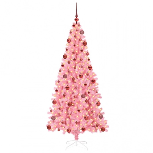 Ziemassvētku Eglīte Su 300 Led Ar Statīvu Rozā 180 Cm Pvc Vidaxl