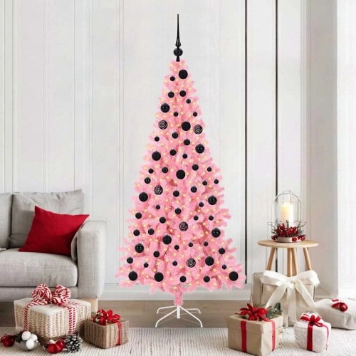 Ziemassvētku Eglīte Su 300 Led Ar Statīvu Rozā 180 Cm Pvc Vidaxl