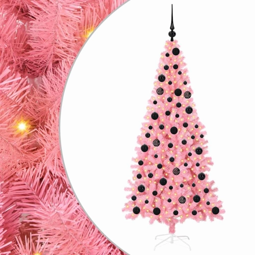 Ziemassvētku Eglīte Su 300 Led Ar Statīvu Rozā 180 Cm Pvc Vidaxl