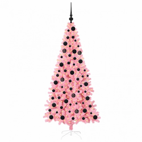 Ziemassvētku Eglīte Su 300 Led Ar Statīvu Rozā 180 Cm Pvc Vidaxl