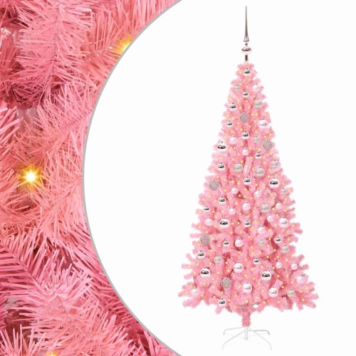 Ziemassvētku Eglīte Su 300 Led Ar Statīvu Rozā 180 Cm Pvc Vidaxl