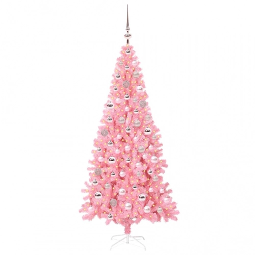 Ziemassvētku Eglīte Su 300 Led Ar Statīvu Rozā 180 Cm Pvc Vidaxl