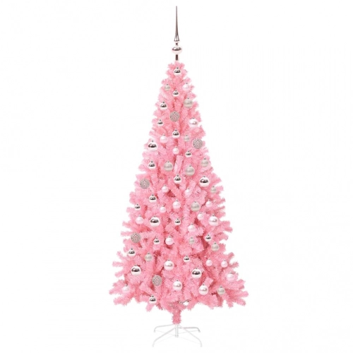 Ziemassvētku Eglīte Su 300 Led Ar Statīvu Rozā 180 Cm Pvc Vidaxl