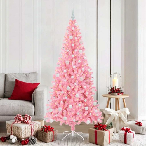 Ziemassvētku Eglīte Su 300 Led Ar Statīvu Rozā 180 Cm Pvc Vidaxl