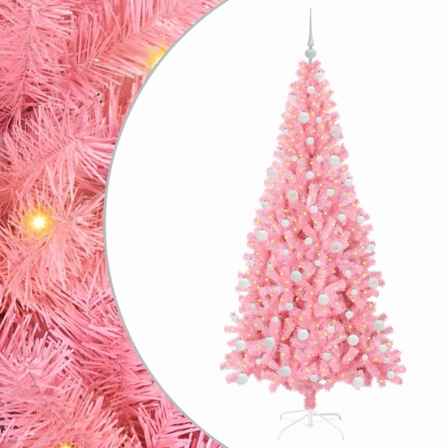 Ziemassvētku Eglīte Su 300 Led Ar Statīvu Rozā 180 Cm Pvc Vidaxl