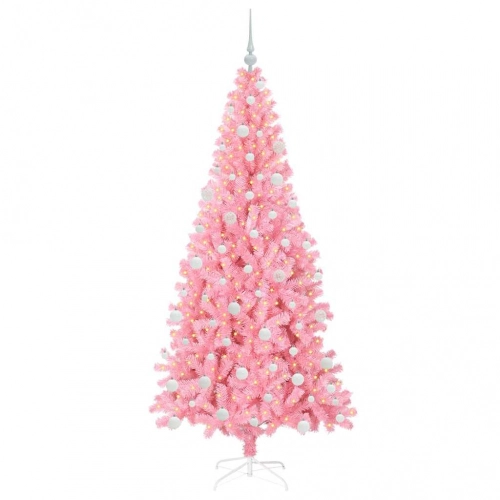 Ziemassvētku Eglīte Su 300 Led Ar Statīvu Rozā 180 Cm Pvc Vidaxl