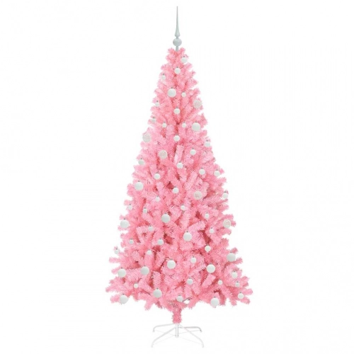 Ziemassvētku Eglīte Su 300 Led Ar Statīvu Rozā 180 Cm Pvc Vidaxl