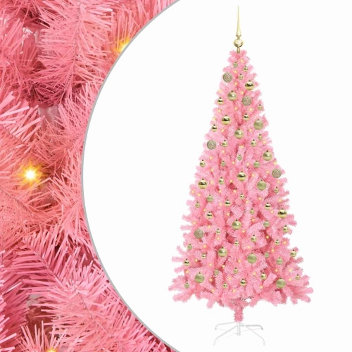 Ziemassvētku Eglīte Su 300 Led Ar Statīvu Rozā 180 Cm Pvc Vidaxl