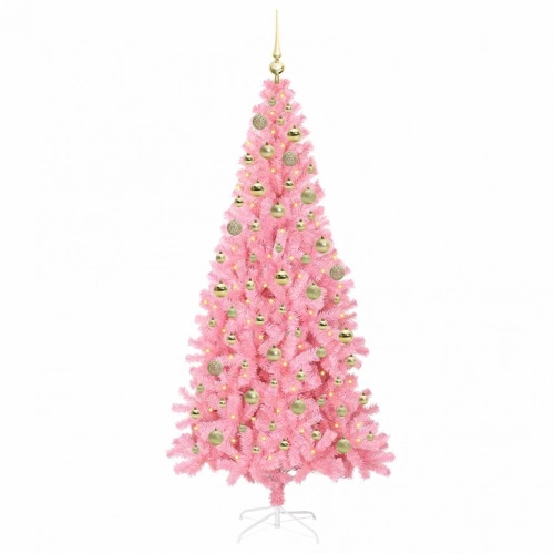 Ziemassvētku Eglīte Su 300 Led Ar Statīvu Rozā 180 Cm Pvc Vidaxl