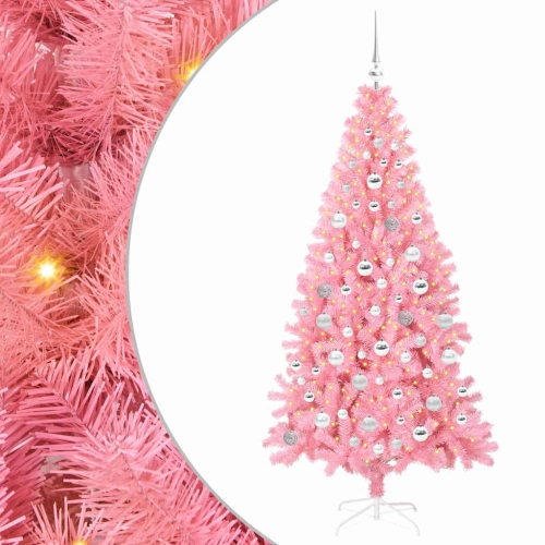 Ziemassvētku Eglīte Su 300 Led Ar Statīvu Rozā 180 Cm Pvc Vidaxl