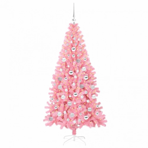 Ziemassvētku Eglīte Su 300 Led Ar Statīvu Rozā 180 Cm Pvc Vidaxl