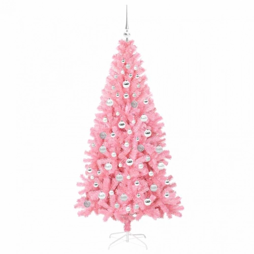 Ziemassvētku Eglīte Su 300 Led Ar Statīvu Rozā 180 Cm Pvc Vidaxl