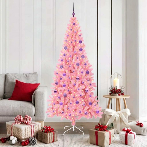 Ziemassvētku Eglīte Su 300 Led Ar Statīvu Rozā 180 Cm Pvc Vidaxl