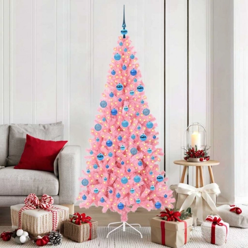 Ziemassvētku Eglīte Su 300 Led Ar Statīvu Rozā 180 Cm Pvc Vidaxl