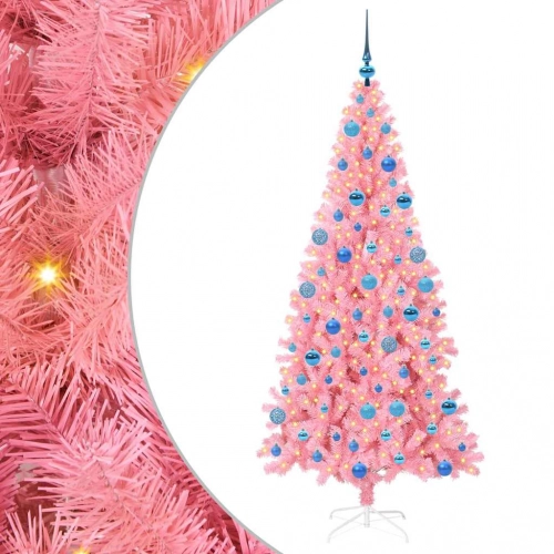 Ziemassvētku Eglīte Su 300 Led Ar Statīvu Rozā 180 Cm Pvc Vidaxl