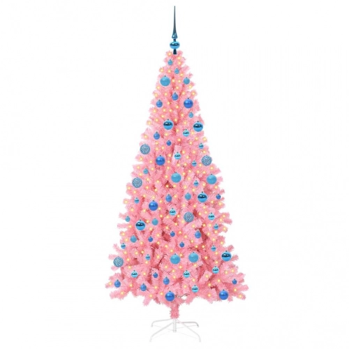 Ziemassvētku Eglīte Su 300 Led Ar Statīvu Rozā 180 Cm Pvc Vidaxl