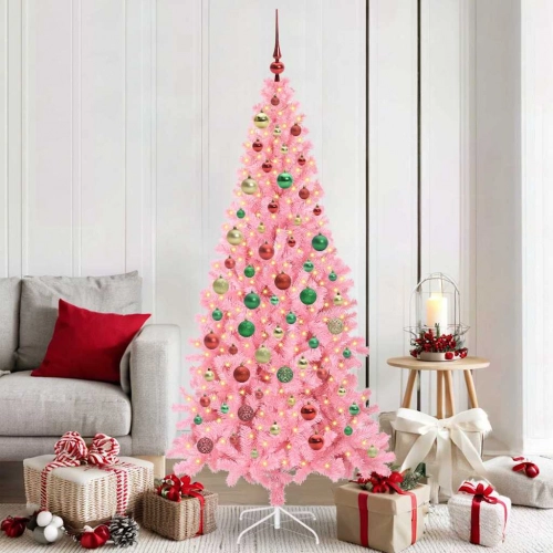 Ziemassvētku Eglīte Su 300 Led Ar Statīvu Rozā 180 Cm Pvc Vidaxl