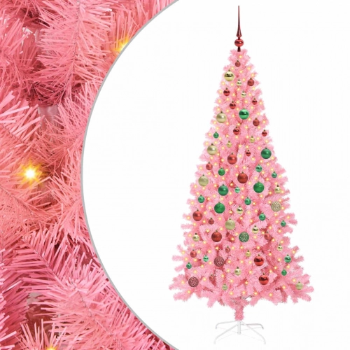 Ziemassvētku Eglīte Su 300 Led Ar Statīvu Rozā 180 Cm Pvc Vidaxl