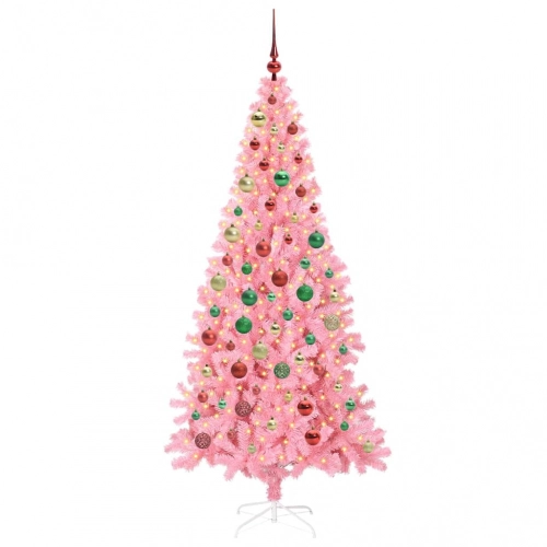 Ziemassvētku Eglīte Su 300 Led Ar Statīvu Rozā 180 Cm Pvc Vidaxl