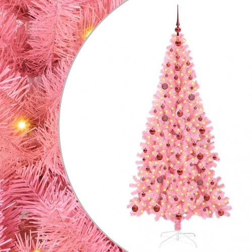 Ziemassvētku Eglīte Su 300 Led Ar Statīvu Rozā 210 Cm Pvc Vidaxl