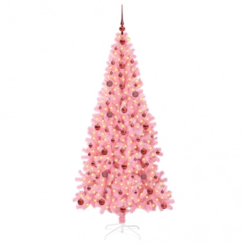 Ziemassvētku Eglīte Su 300 Led Ar Statīvu Rozā 210 Cm Pvc Vidaxl