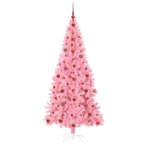 Ziemassvētku Eglīte Su 300 Led Ar Statīvu Rozā 210 Cm Pvc Vidaxl