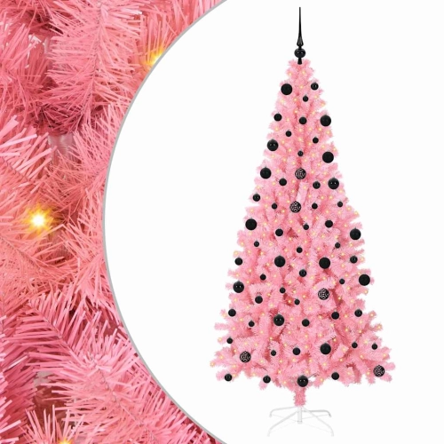Ziemassvētku Eglīte Su 300 Led Ar Statīvu Rozā 210 Cm Pvc Vidaxl