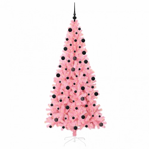 Ziemassvētku Eglīte Su 300 Led Ar Statīvu Rozā 210 Cm Pvc Vidaxl