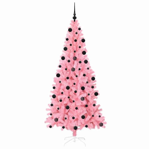 Ziemassvētku Eglīte Su 300 Led Ar Statīvu Rozā 210 Cm Pvc Vidaxl
