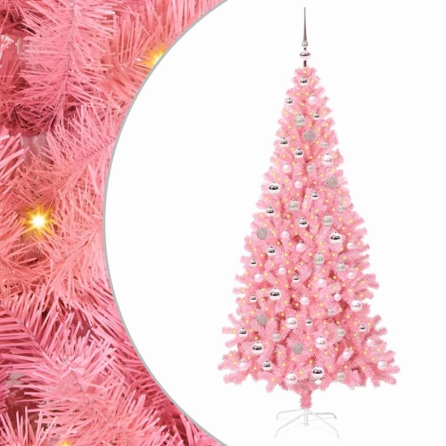 Ziemassvētku Eglīte Su 300 Led Ar Statīvu Rozā 210 Cm Pvc Vidaxl