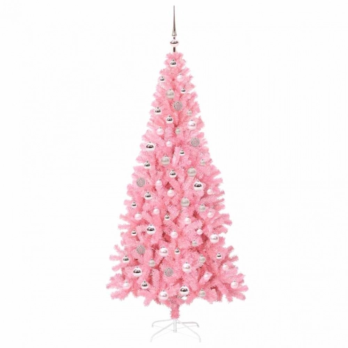 Ziemassvētku Eglīte Su 300 Led Ar Statīvu Rozā 210 Cm Pvc Vidaxl