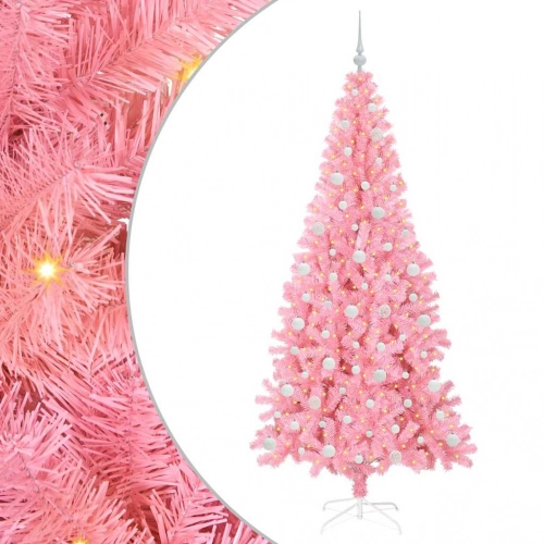 Ziemassvētku Eglīte Su 300 Led Ar Statīvu Rozā 210 Cm Pvc Vidaxl